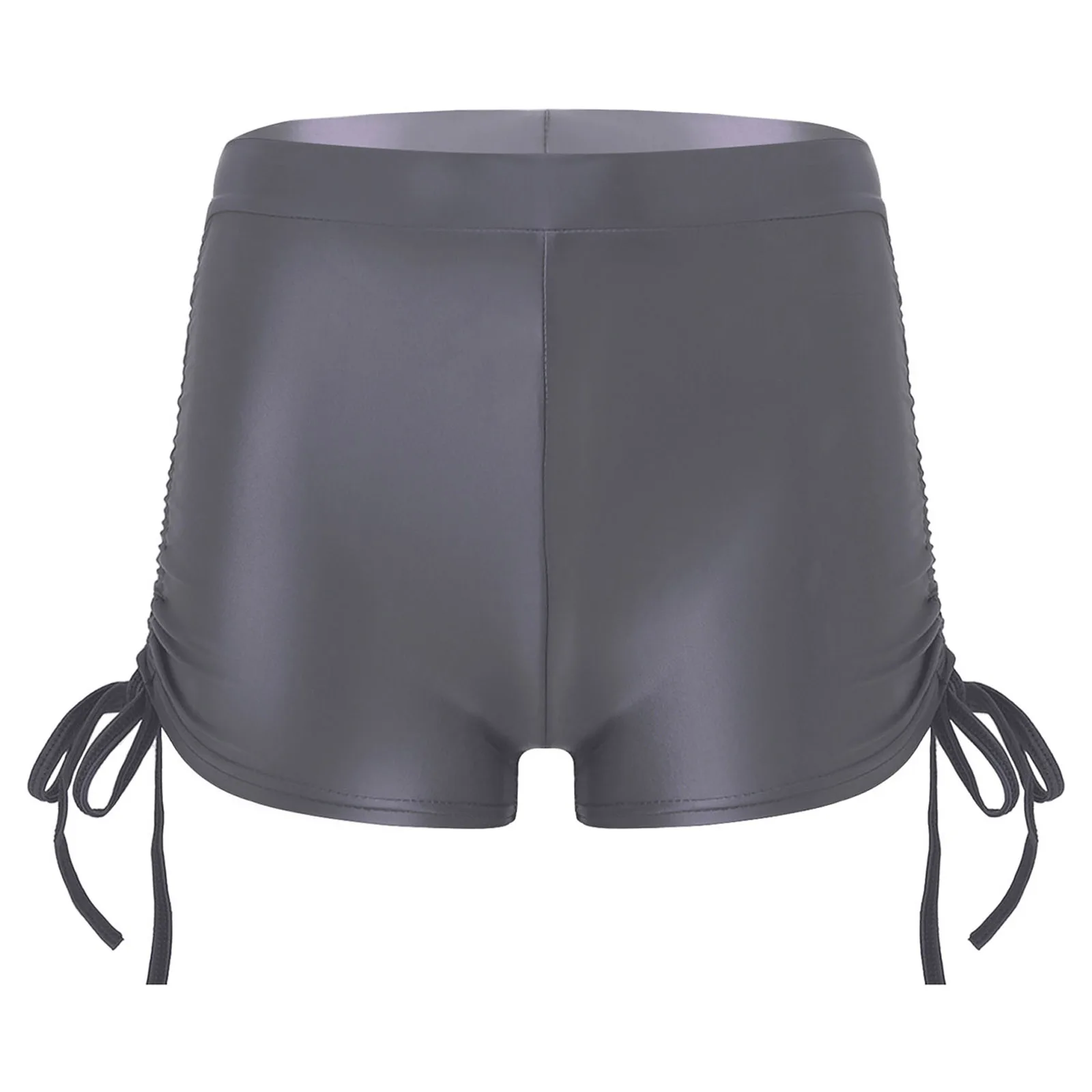 Womens Glossy Drawstring Shorts Ladies Casual Solid Color Stretchy Low Waist Hot Pants Gym Yoga Night Club Short Leggings
