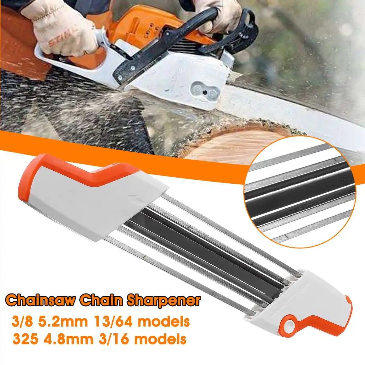 Offerte Doersupp Catena Motosega File Facile Temperamatite 2 IN 1 Catena Whetstone Strumento di Macinazione 3 8 5.2 millimetri 13 64 325 4.8 3 16 millimetri e 4.0 millimetri Modelli