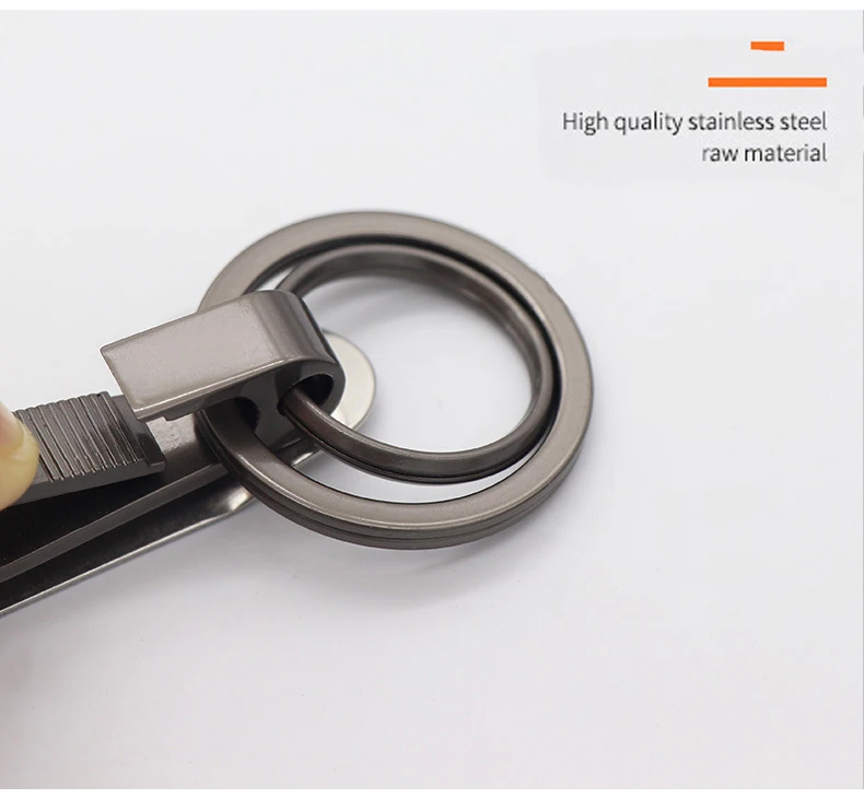 High-End Metal Men Waist Hanging Double Ring Keychain Can Be Interspersed With Belt Creative Simplicity Car Key Chain Key Ring