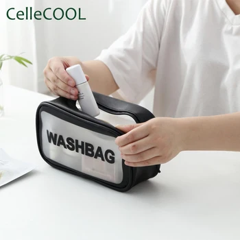 

Traveling Cute PU Cosmetic Bag Waterproof Handle Transparent PVC Toiletry Bag Cosmetic Bag Storage Bag