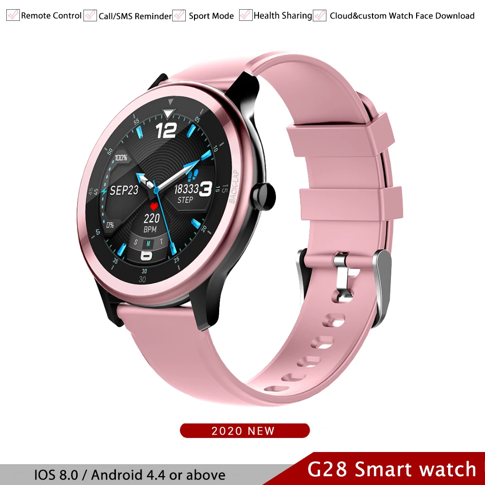 

G28 Smart Watch Men Women IP68 Waterproof 1.28 Inch Full Touch Screen Heart Rate Monitor Sports Smartwatch For iOS Android phone