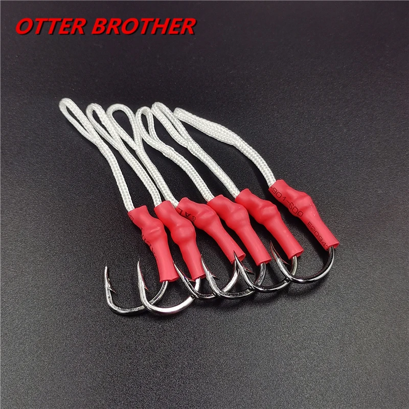 

2pcs Fishing Hook 1/0-10/0 Carbon Stainless Steel PE Line Fly Tying Jig Assist Thread Feather Bait Fish hooks Carp Lure Pesca