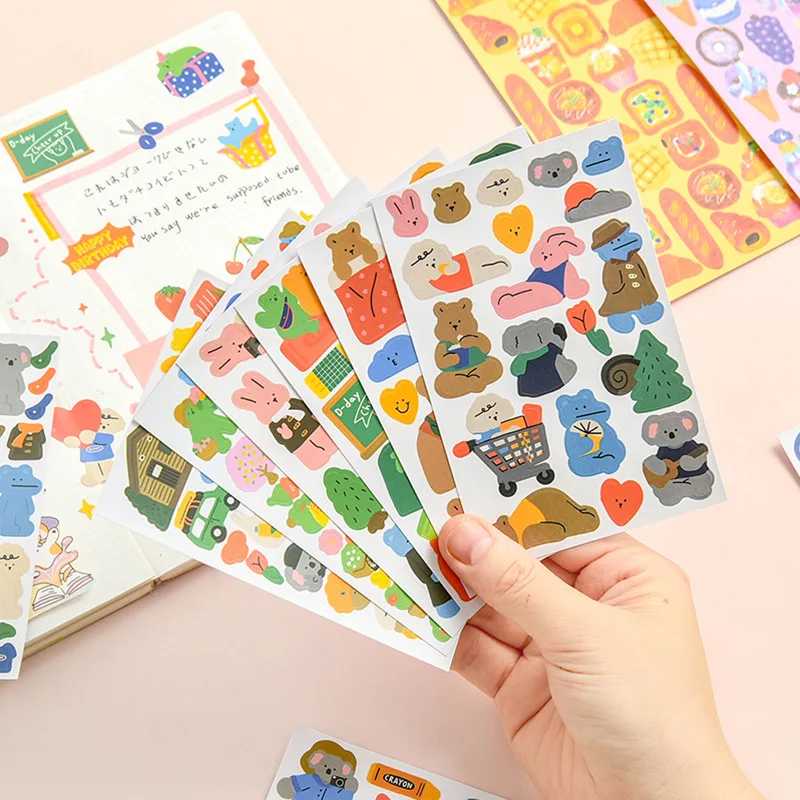 Mohamm 1Pc Animal Friends Series Stickers Decoration Scrapbooking Paper Creative Stationary School Supplies afbeelding