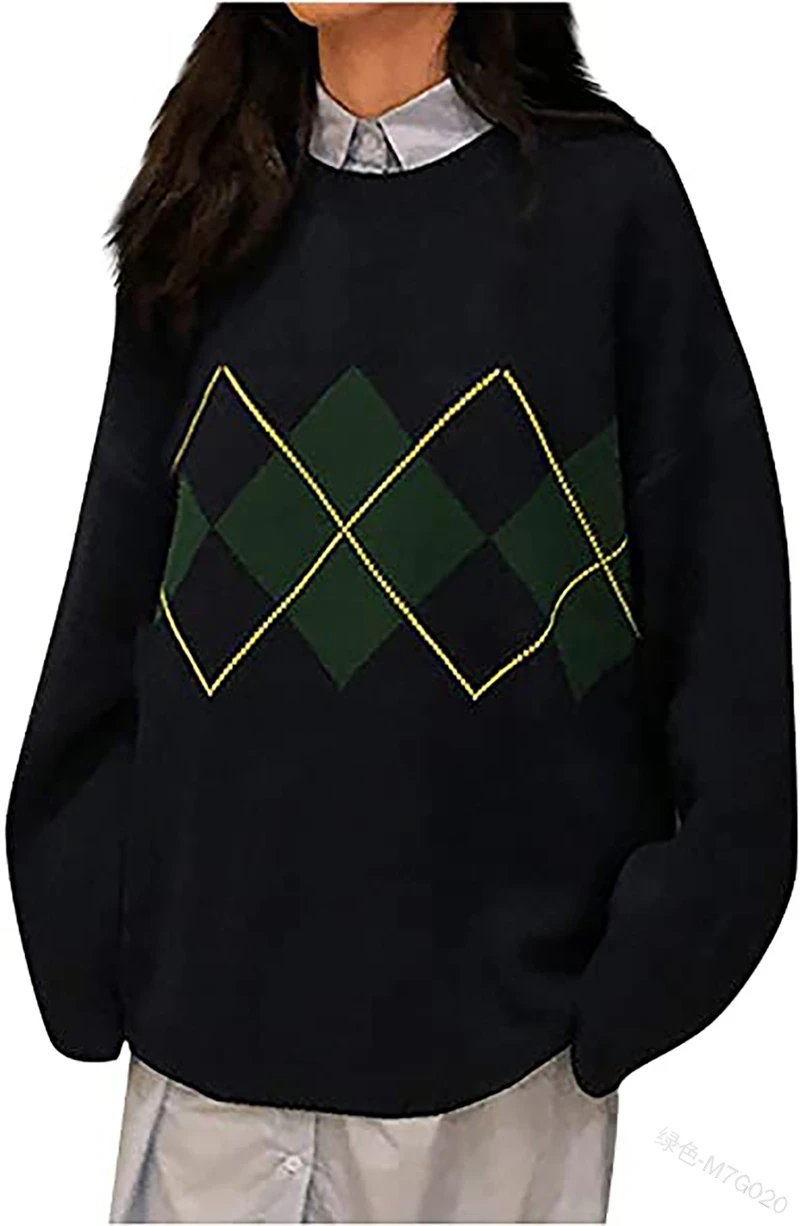 女性用長袖セーター ラウンドカラー ルーズフィット カジュアル 英語スタイル ラージサイズ ニットセーター ファッショナブル Pullovers Aliexpress