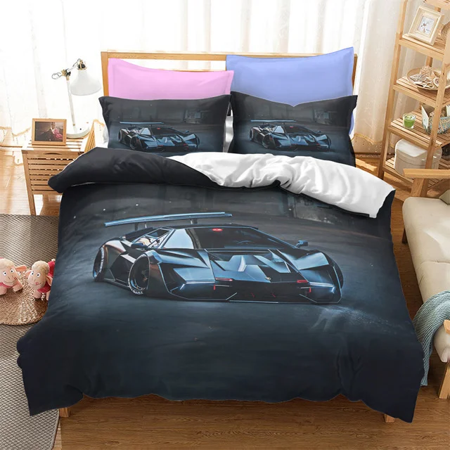 Car Sports Printed Duvet Cover Race Car Bedding Sets With Pillowcases For Teens Kids Boys Cool Bedroom Decor 2/3pcs Bedclothes 