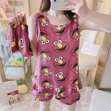 2019 new sweet cotton womens pajamas Animal printing little cat Indoor Clothing Home Suit Sleepwear Winter