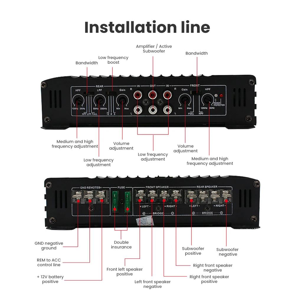 AOSHIKE 1900W 12V 4 канальный автомобильный усилитель Динамик усилитель автомобильный Мощность стерео усилитель Авто Аудио Мощность автомобильный усилитель звука