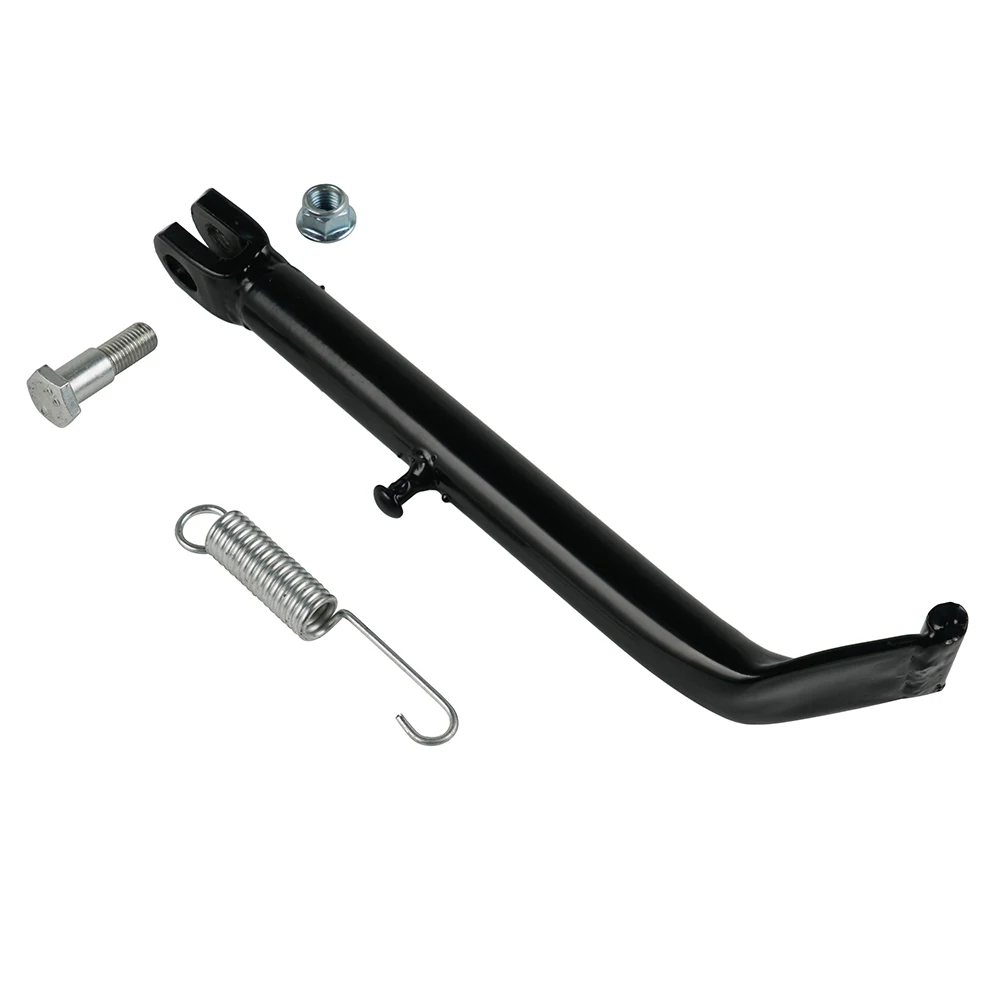 Motorcycle Black Side Kick Stand With Heavy Duty Spring Nut & Bolt For Honda CG 125 ES K M