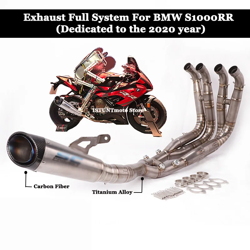 

For BMW S1000RR 2020 year Motorcycle Exhaust Pipe whole set Titanium Alloy escape modified mid link pipe with GP Racing Muffler