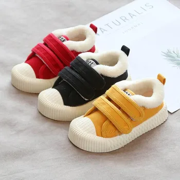 

Autumn Winter Casual Warm Kids Boys Girls Canvas Shoes Cotton Padded Children Sneakers Plus Velvet Kids Shoes Size22-31
