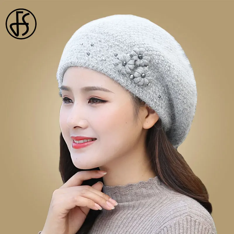 Bonnet Casquette violet argent, Beret femme laine angora livraison 48h