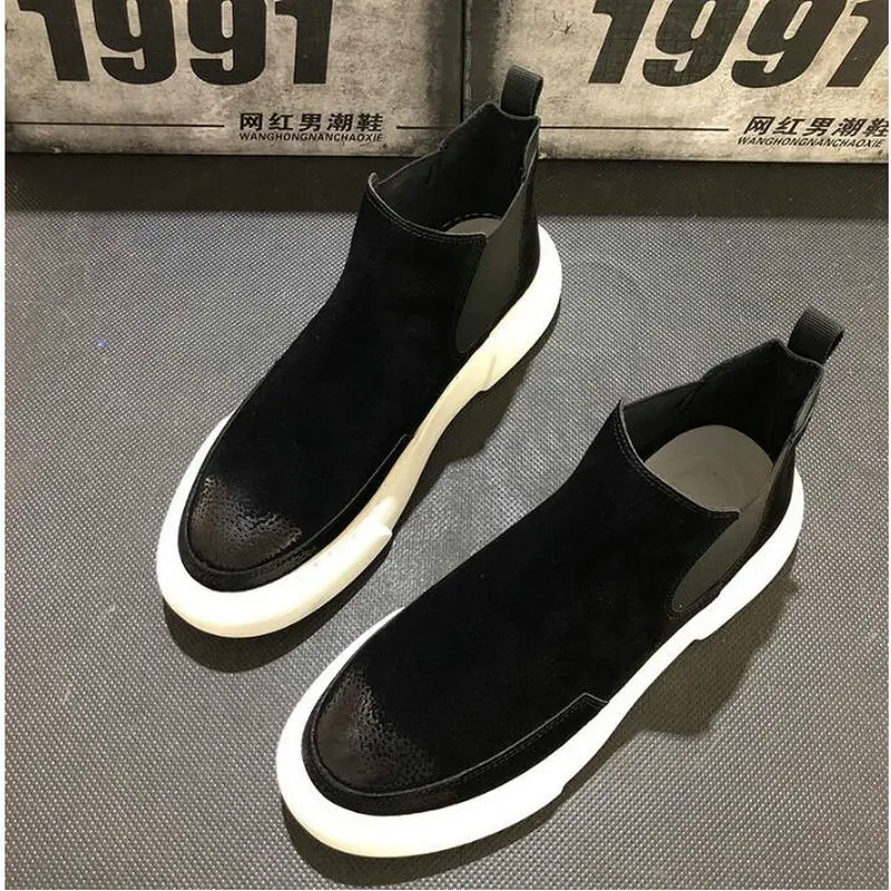 

NEW Brand suede Leather high Quality design Slip on Motorcycle Men Chelsea Boots Fashion Men's flats shoes Ankle Boots sdc3