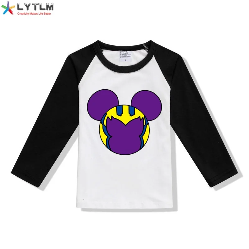 Футболка LYTLM Thanos детская забавная футболка с героями мультфильмов рубашки в стиле Хэллоуин для детей Koszulki Chlopiece Мстители Детские футболки с длинными рукавами - Цвет: CX Raglan Black