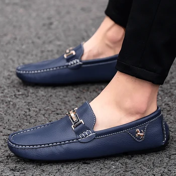

Leather Men Casual Shoes Breathable Loafers Man Autumn Trendy Moccasins Comfortable Flat Shoes Men Waterproof Footwear