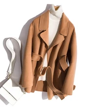 Женские пальто зимнее шерстяное короткое пальто винтажное модное корейское одноцветное Женское пальто размера плюс