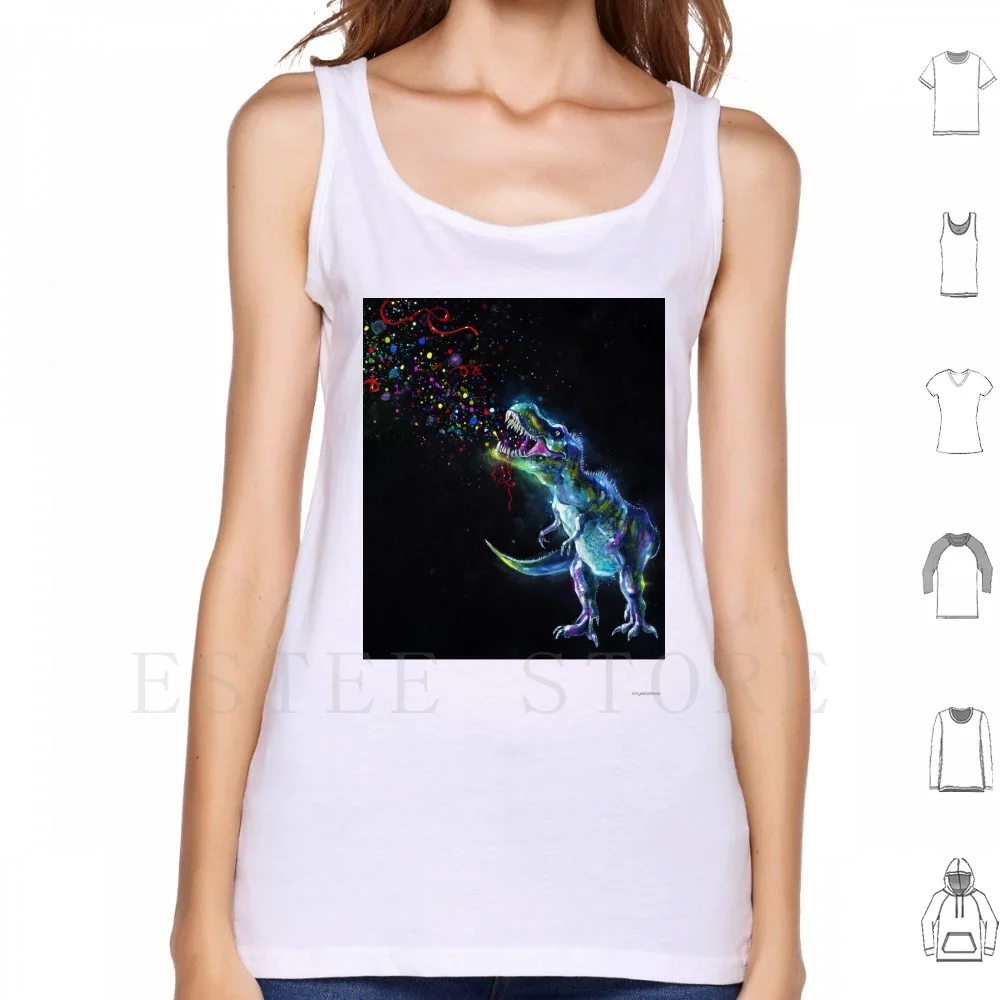 Canottiere Crystal T-Rex Canottiera Senza Maniche Spazio Ordinario Crystal T Rex Emmitting Rainbow Party Sparkles Dinosaur Tyrannosaurus