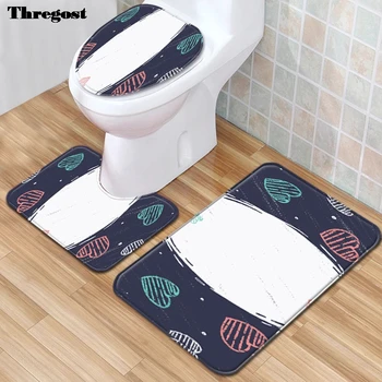 

Thregost Classic Print Shower Carpet Microfiber Flannel Floor Mats Set Toilet Bathroom Rugs Non-slip Bath Mat Water Absorbent