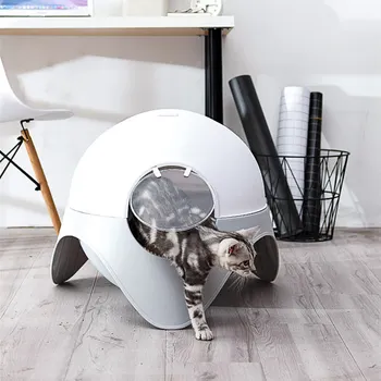 

Cat Litter Box Large Fully Closed Cat Toilet Closed Deodorization Cat Litter Box Anti-spatter Space Ship Toilet Cat Supplies