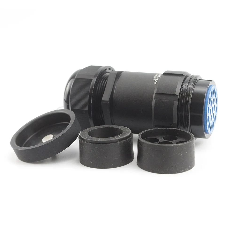 Socapex 19 핀 암 플러그 M40 19-28mm 케이블 글랜드 금도금 황동 핀(사전 설치) 인라인 커넥터