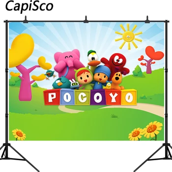 

Capisco Pocoyo Theme Photography Backdrop Boy Birthday Party Decor Supplies Baby Shower Newborn Photo Background Studio Props