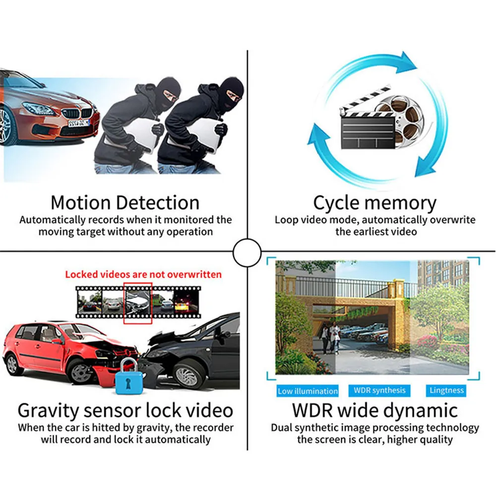 Автомобильный видеорегистратор, Автомобильный видеорегистратор, камера для автомобиля, Full HD 1080P DVR, 170 градусов, широкоугольная камера с функцией ночного видения
