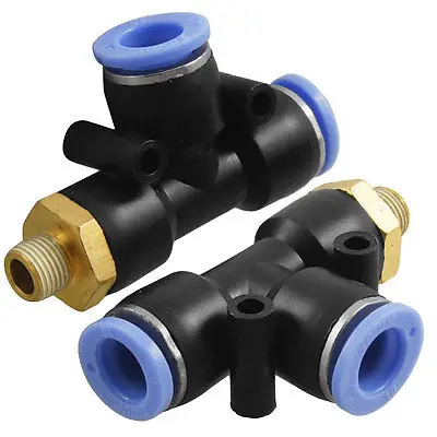 

2 Pcs Pneumatic 1/8" Thread 10mm One Touch Push In T Joint Quick Fittings
