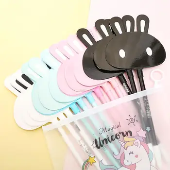 

12Pcs/pack Korean Cute Kawaii Rabbit Animal Gel Pens Blue Fan Cool Custom Logo Stationery School Office Pencil Case Bag Gift Kit