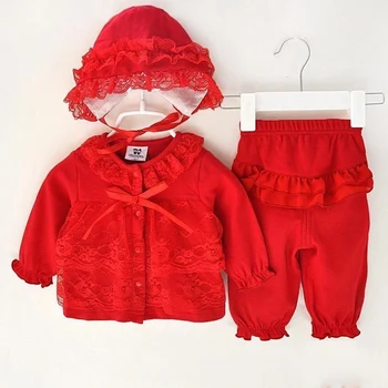 

Spring 2020 Baby Girl Clothes 100% Cotton Baptism Birthday 0-12 Months Princess Girl Clothing 3Pcs Suit Newborn Girl Clothing