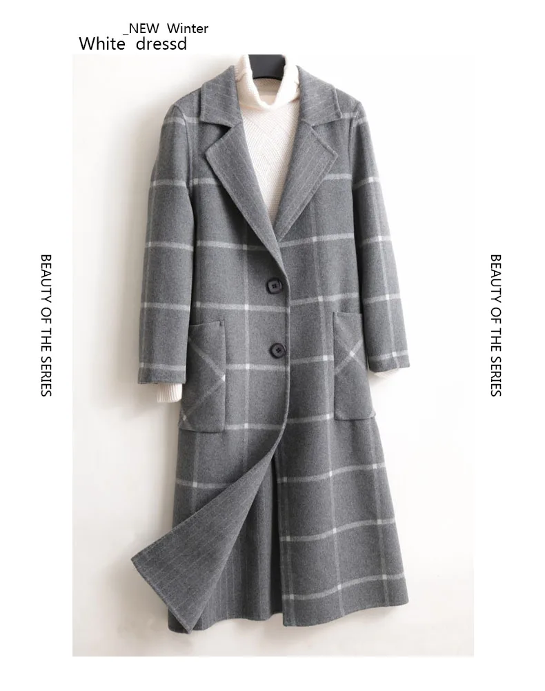 2019 новое осенне-зимнее пальто женское кашемировый Тренч куртка женское повседневное клетчатое Пальто Толщина теплые куртки с карманами