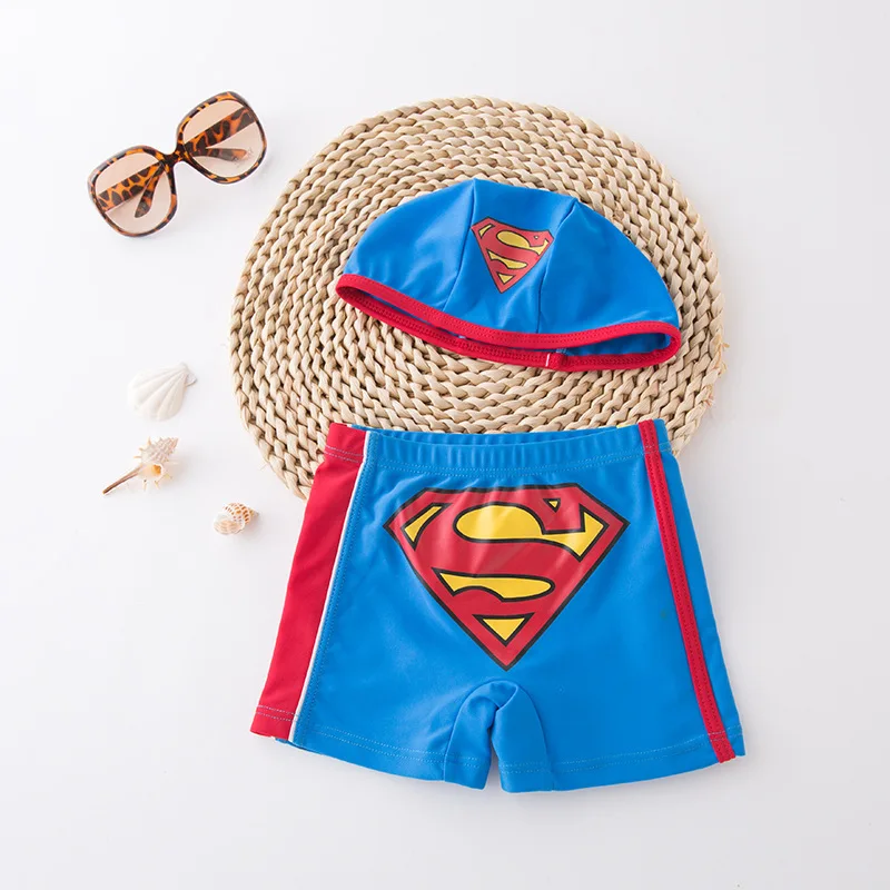 

Short in Size Processing CHILDREN'S Swimming Trunks Kids Swimsuit BOY'S Boxer Swimwear Superman Cartoon Printed Beach Shorts