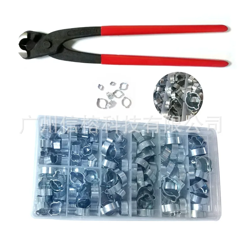 

Amazon Hot Selling Clamp with Two Ears 150PCS Boxed Clamp with Two Ears Dual Handle Circumferential Band shui guan jia Clamp