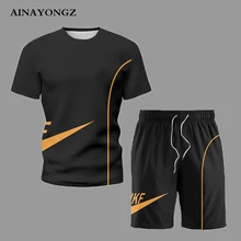 

2021 Summer New Men Clothing Set Short Casual Sports Harajuku Suits For Male T-Shirt and Shorts Two Piece Oversized Tracksuits