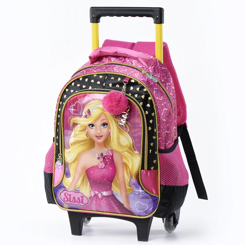 Принцесса Мультфильм Дети Путешествия багаж сумка рюкзак-тележка для школы с колесами для девочек рюкзак для девочек на колесах - Цвет: 16inch trolley