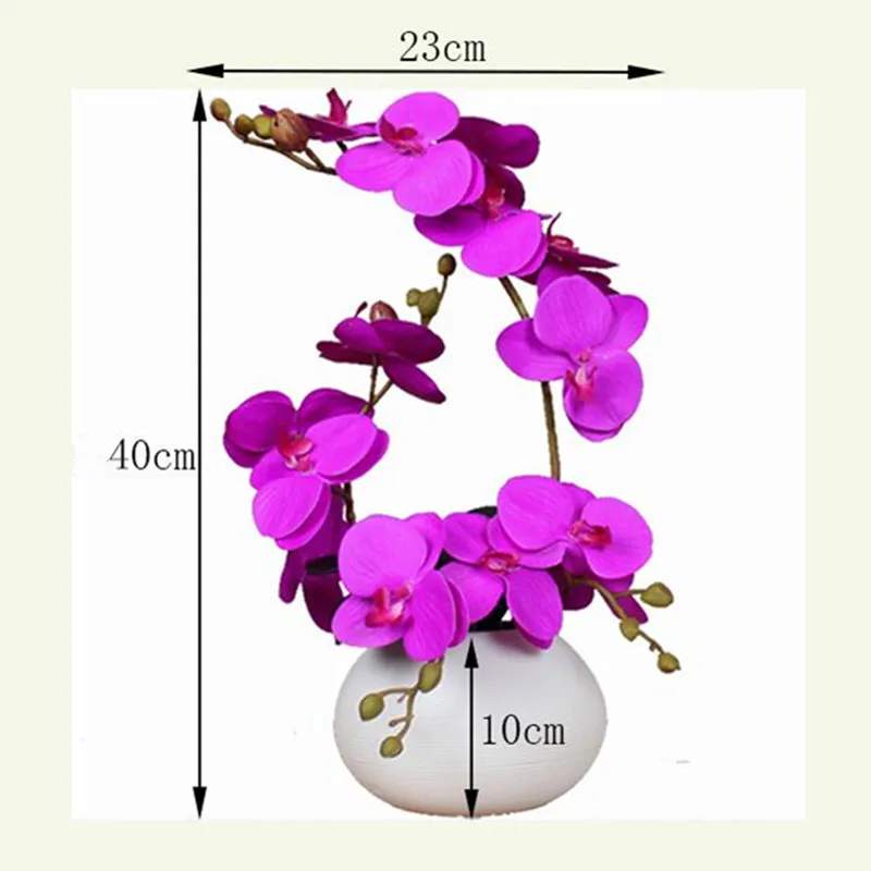 Modern Minimalist Ceramic Vase+Butterfly Orchid Artificial Flowers Crafts Phalaenopsis Decor Coffee Table Floral Ornament X3995