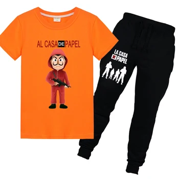 

The House of Paper T Shirt Money Heist Child La Casa De Papel Tshirt Suits Funny Tees Sets Fashion Clothes Children Sports Suit
