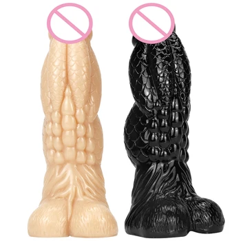 New Animal Monster Beaded Realistic Dildo Big Penis Dick Anal Butt Plug Suction Cup Adult Sex Toy For Women Female Masturbation 2