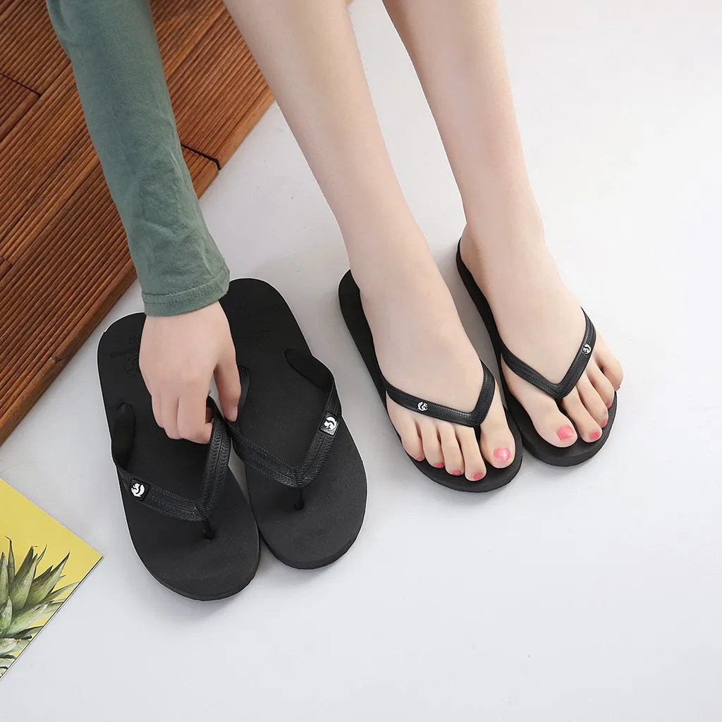 mens slippers indoor Men's Summer Animal Solid Beach Flip Flops Anti-slip Slipper Casual Shoes Breathable Thick-soled Sandals