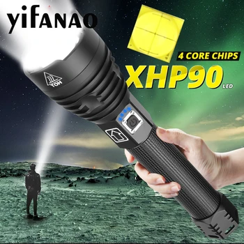 

Brightest XHP70.2 XHP90 Rechargeable LED Flashlight Powerful Torch Super Waterproof Zoom Hunting Light Use 18650 or 26650 Battey