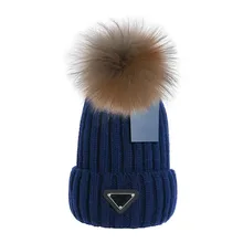 Fashion Men Women Hat Fur Pom Skullies Beanies Caps Real Raccoon Fur Pompom Beanie Hats For Women Thick Female Cap