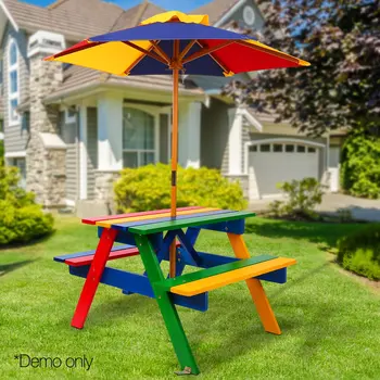 

Outdoor Patio Benches For Drink Keezi Kids Wooden Picnic Table Set With Umbrella Useful Home Garden Bench