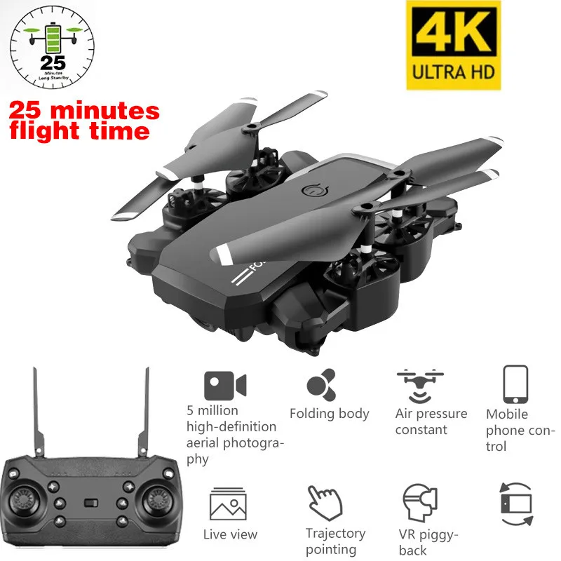 

Professional Drone 4K with HD Camera WIFI 1080P Camera Follow Me Quadcopter WIFI FPV Drone Long Battery Life Toy For Kids