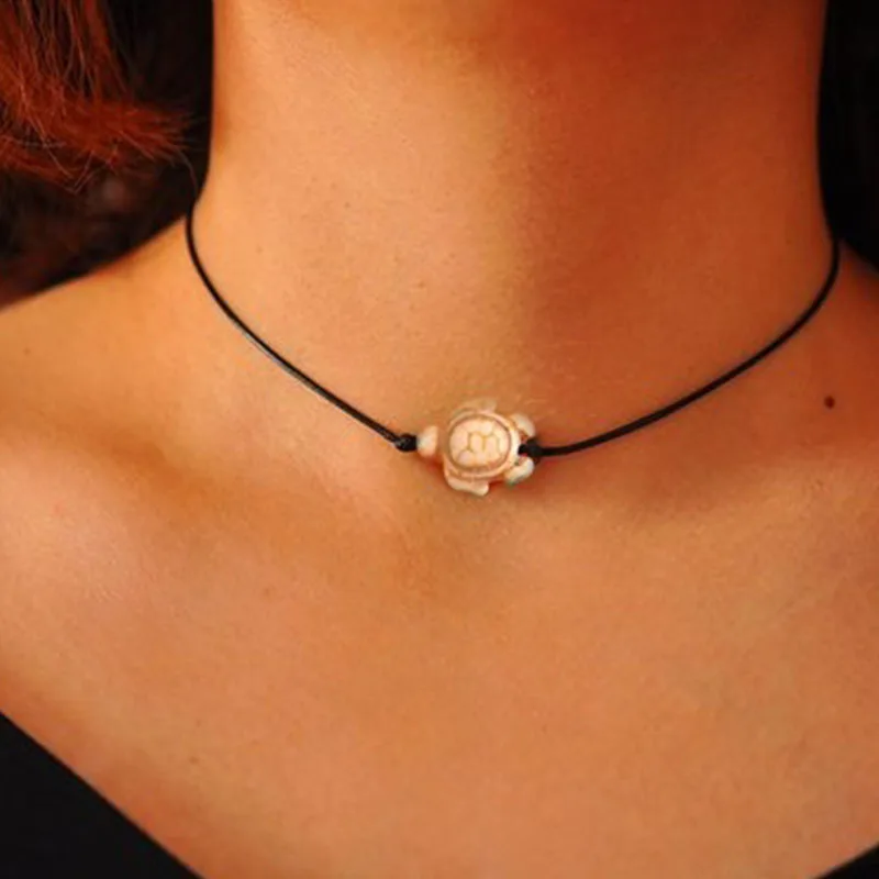 1pcs Turquoise Necklace Turquoise Drop Choker Turquoise Boho Layering Necklace Festival Hippie Tumblr Necklace - Image 4