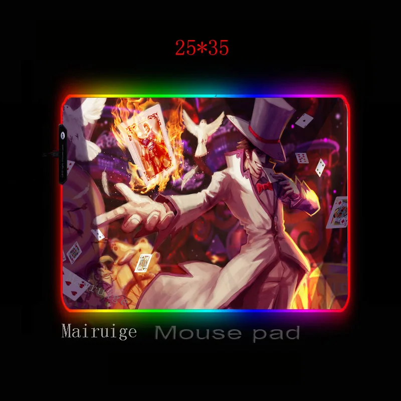 Mairuige Large RGB Mouse Pad Lock-edge Anime Magic Playing Card Computer Desk Mat Speed Rubber Non-