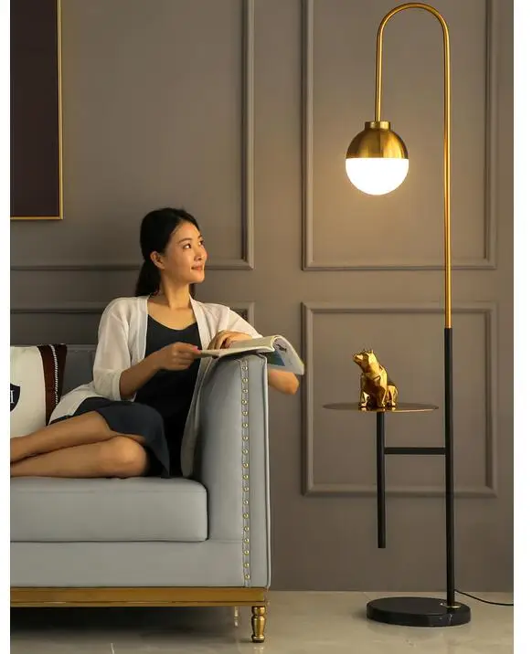 

High grade light luxury floor lamp living room bedroom bed head fishing web celebrity ins style Nordic sofa tea table vertical t