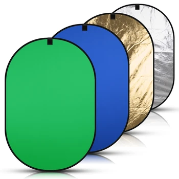 

150* 200cm 4in1 Portable Backdrop Blue Green Screen Chromakey Collapsible Background Photography Light Reflector with Carry Bag