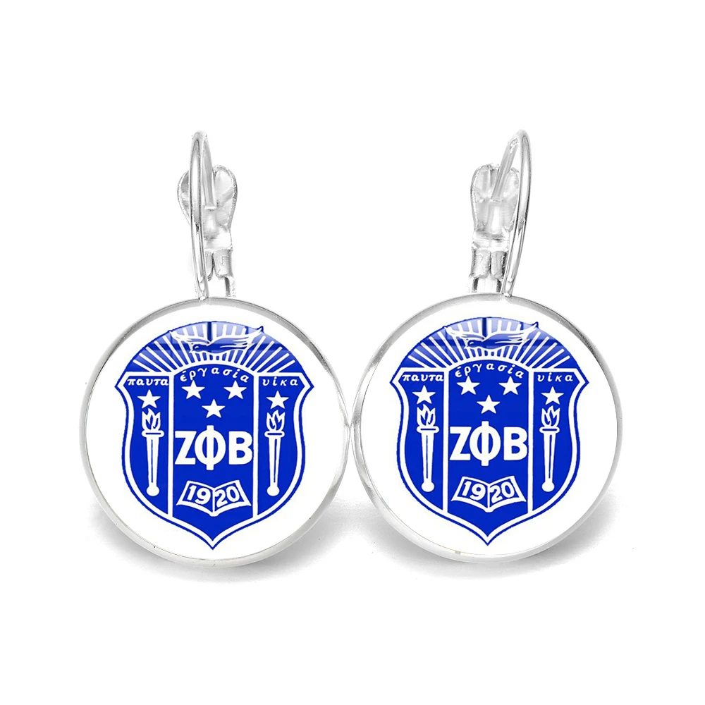 SONGDA zeta Phi Beta серьги греческое братство с 1920 ZPB знак письма стеклянные висячие серьги с жемчугом сувенирный подарок для женщин-членов - Окраска металла: Style 9