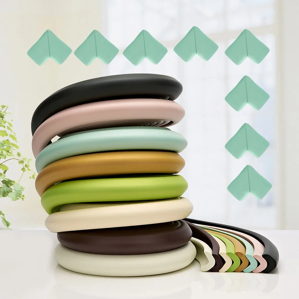 

5 M+8 Pcs Children Foam Bumper Infant Safety Products Table Corner Protectors Baby Protection Furniture Bumper Corner Cushion