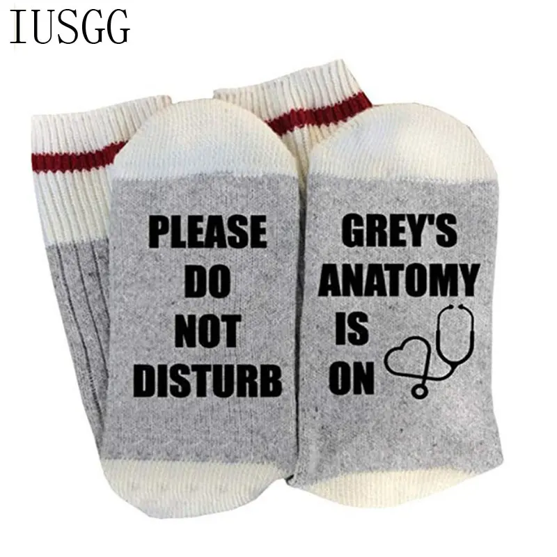 Модные носки с круглым вырезом забавные надписью I'm Watching gray's Anatomy пожалуйста