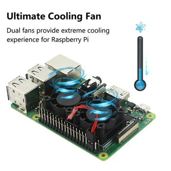 

Internal Aluminum Cooler Durable Cooling Dual Fan Silent With Heat Sink Lightweight Accessories Ultimate For Raspberry Pi 3B 4B