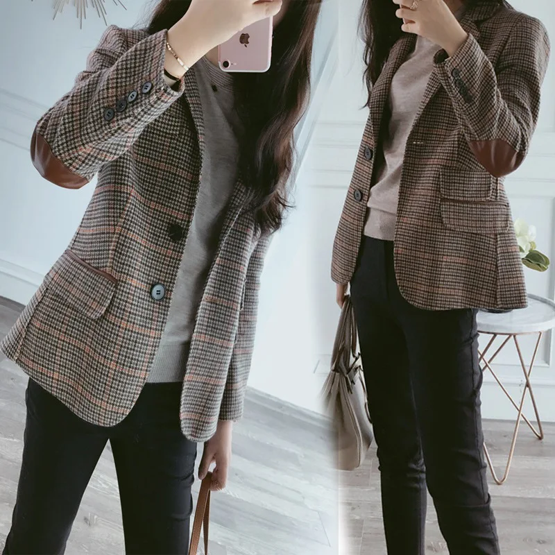 

Plaid Suit Jacket Women's 2019 New Style Autumn Short Slim Fit WOMEN'S Dress Small Suit British-Style Leisure Suit Fashion
